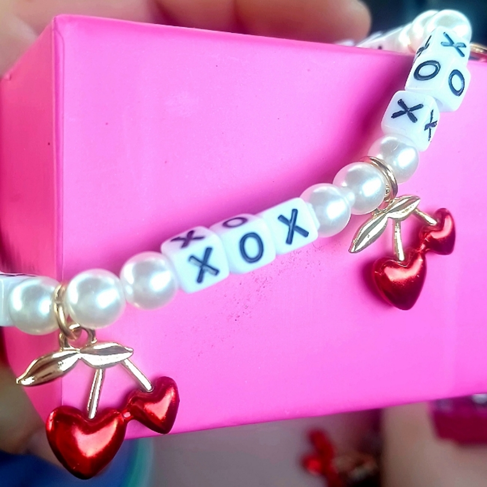 Betsey Johnson "XOXO" Cherry Heart Necklace